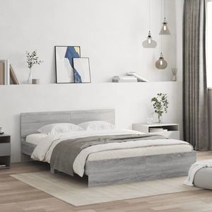 vidaXL Cadru de pat cu tăblie, gri sonoma, 140x200 cm imagine