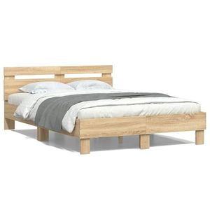 vidaXL Cadru de pat cu tăblie stejar sonoma 120x200 cm lemn prelucrat imagine