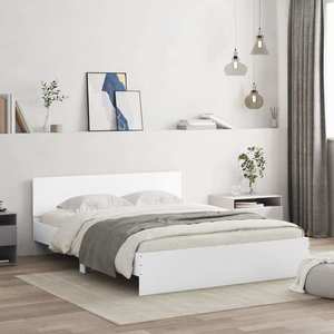vidaXL Cadru de pat cu tăblie, alb, 150x200 cm imagine