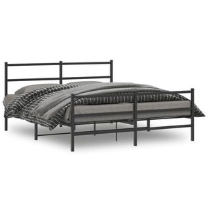 vidaXL Cadru pat metalic cu tăblie de cap/picioare , negru, 150x200 cm imagine