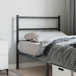 vidaXL Tăblie de pat metalică, negru, 90 cm imagine