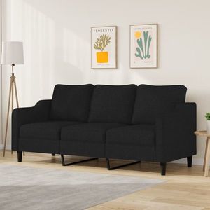 vidaXL Canapea cu 3 locuri, negru, 180 cm, material textil imagine