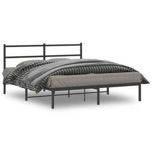 vidaXL Cadru de pat metalic cu tăblie, negru, 150x200 cm imagine