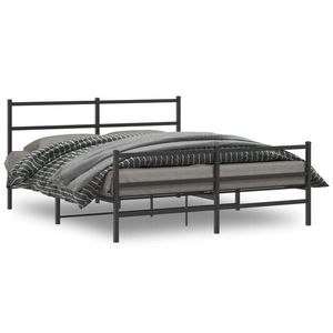 vidaXL Cadru pat metalic cu tăblie de cap/picioare , negru, 160x200 cm imagine