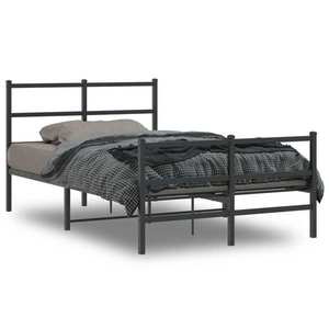 vidaXL Cadru pat metalic cu tăblie de cap/picioare negru, 120x190 cm imagine