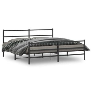 vidaXL Cadru pat metalic cu tăblii de cap/picioare , negru, 193x203 cm imagine