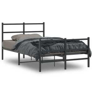vidaXL Cadru pat metalic cu tăblie de cap/picioare , negru, 120x200 cm imagine