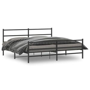 vidaXL Cadru pat metalic cu tăblii de cap/picioare , negru, 183x213 cm imagine