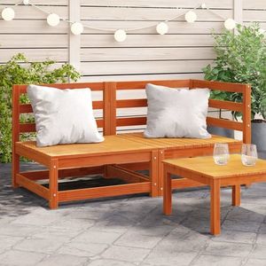 vidaXL Canapea de grădină cu 2 locuri, maro ceruit, lemn masiv de pin imagine