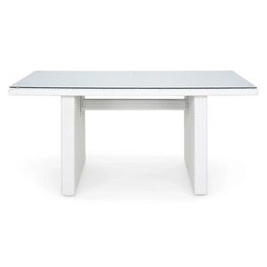 Masa pentru gradina/terasa Miami, 141.5x83x67 cm, aluminiu/sticla, alb imagine