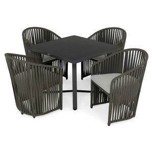 Set mobilier gradina/terasa Milano, 5 piese, aluminiu/poliester, gri/alb imagine