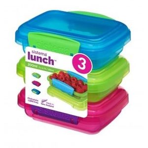 Set 3 cutii alimente plastic color Sistema Lunch 200 ml imagine