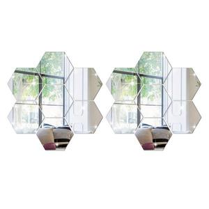 Set 12 Bucati Oglinda Hexagonala Acrilica 18, 5 x 9, 2 cm Diametru 16 cm - Glixicom imagine