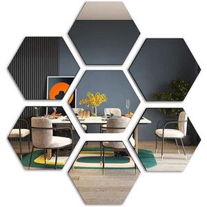 Set 6 Bucati Oglinda Hexagonala Acrilica 12, 5 x11x 6, 5 cm Diametru 15 cm G Glixicom® imagine