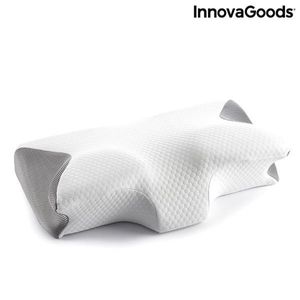 Perna cervicala viscoelastica, InnovaGoods, Conforti, contur ergonomic, 62 x 36 x 14 cm, alb/gri imagine