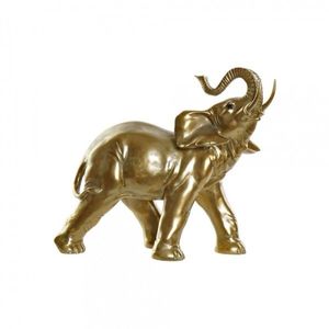 Decoratiune, DKD Home Decor, Elephant, 35 x 16 x 30 cm, rasina, auriu imagine