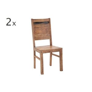 Set 2 scaune Yellowstone, Mauro Ferretti, 45x45x100 cm, lemn masiv de salcam, maro imagine