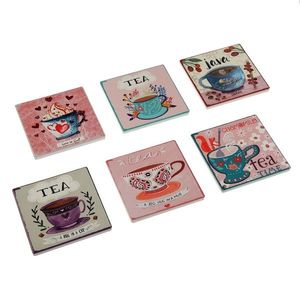 Set 6 suporturi pentru pahare Tea Design, Versa, 10 x 10 cm, ceramica imagine