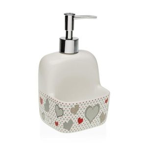 Dozator detergent lichid cu suport burete Sweet Hearts, Versa, 10.5 x 9.4 x 17.8 cm, ceramica imagine
