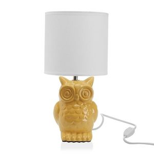 Lampa de masa Owl, Versa, 16 x 16 x 32.5 cm, ceramica, galben imagine