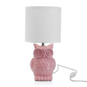 Lampa de masa Owl, Versa, 16 x 16 x 32.5 cm, ceramica, roz imagine