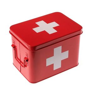 Cutie pentru accesorii de prim ajutor First Aid Kit, Versa, 21.5 x 14.3 x 15.7 cm, otel, rosu imagine