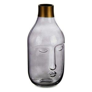 Vaza Face, Gift Decor, 12 x 11 x 24.5 cm, sticla, gri imagine