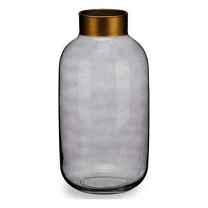 Vaza Smooth, Gift Decor, Ø14.5 x 29.5 cm, sticla, gri/auriu imagine