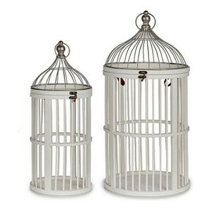 Set 2 colivii decorative Cage Circular, Gift Decor, Ø30 x 61 cm, lemn/metal, alb imagine