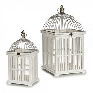 Set 2 colivii decorative Cage Squared, Gift Decor, 30 x 30 x 60 cm, lemn/metal, alb imagine