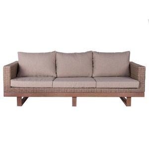 Canapea pentru gradina 3 locuri Patsy, 220 x 89 x 64.5 cm, lemn/ratan sintetic/poliester, natural imagine