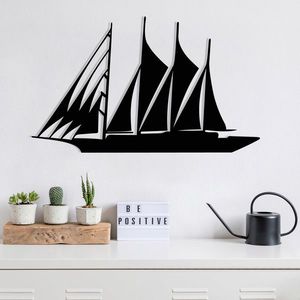 Decoratiune de perete, Sail, metal, 52 x 31 cm, negru imagine