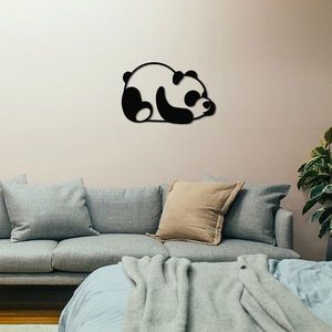 Decoratiune de perete, Panda Metal Decor, metal, 35 x 50 cm, negru imagine
