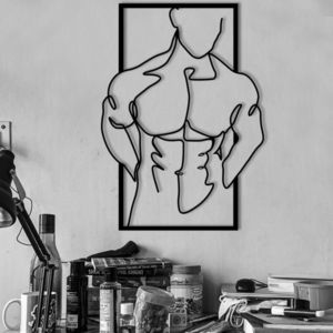 Decoratiune de perete, Muscular Man, metal, 36 x 50 cm, negru imagine
