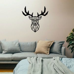 Decoratiune de perete, Deer2 Metal Decor, metal, 51 x 51 cm, negru imagine
