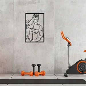 Decoratiune de perete, Muscle Male Posture, metal, 32 x 50 cm, negru imagine