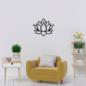 Decoratiune de perete, Lotus Flower 1 Metal Decor, metal, 50 x 43 cm, negru imagine
