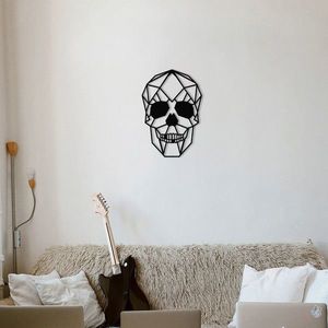 Decoratiune de perete, Skull Metal Decor, metal, 50 x 35 cm, negru imagine