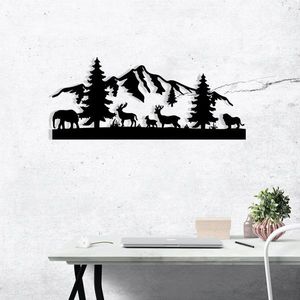 Decoratiune de perete, Mountain, metal, 70 x 30 cm, negru imagine