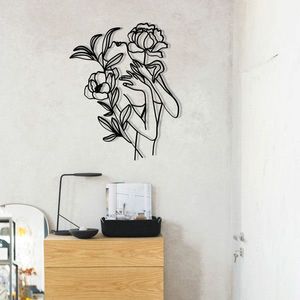 Decoratiune de perete, Elif, metal, 40 x 50 cm, negru imagine