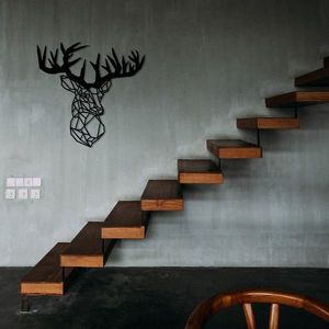 Decoratiune de perete, Deer Metal Decor, metal, 50 x 49 cm, negru imagine