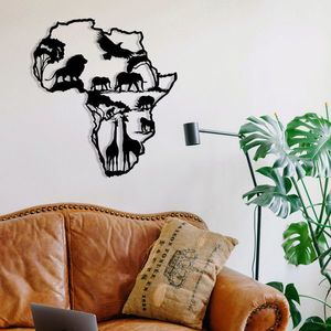 Decoratiune de perete, African 2, metal, 52 x 57 cm, negru imagine