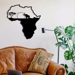 Decoratiune de perete, African 1, metal, 55 x 57 cm, negru imagine
