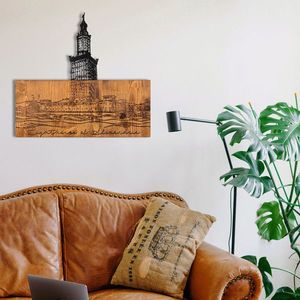 Decoratiune de perete, Alexandria Lighthouse, lemn/metal, 54 x 58 cm, negru/maro imagine