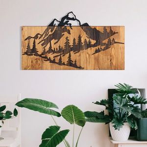 Decoratiune de perete, Nature, lemn/metal, 57.5 x 33 cm, negru/maro imagine