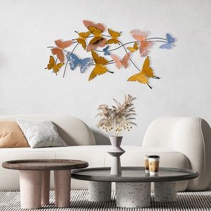 Decoratiune de perete, Butterflies, metal, lucrat manual, 105 x 57 cm, multicolor imagine