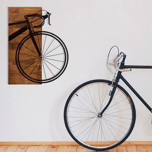 Decoratiune de perete, Bisiklet, lemn/metal, 45 x 58 cm, negru/maro imagine