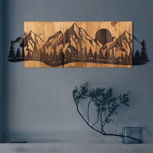 Decoratiune de perete, Sundown, lemn/metal, 75.5 x 24.5 cm, negru/maro imagine