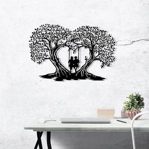 Decoratiune de perete, Love, metal, 65 x 43 cm, negru imagine