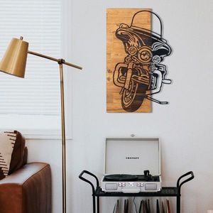 Decoratiune de perete, Chopper 1, lemn/metal, 36 x 57.5 cm, negru/maro imagine
